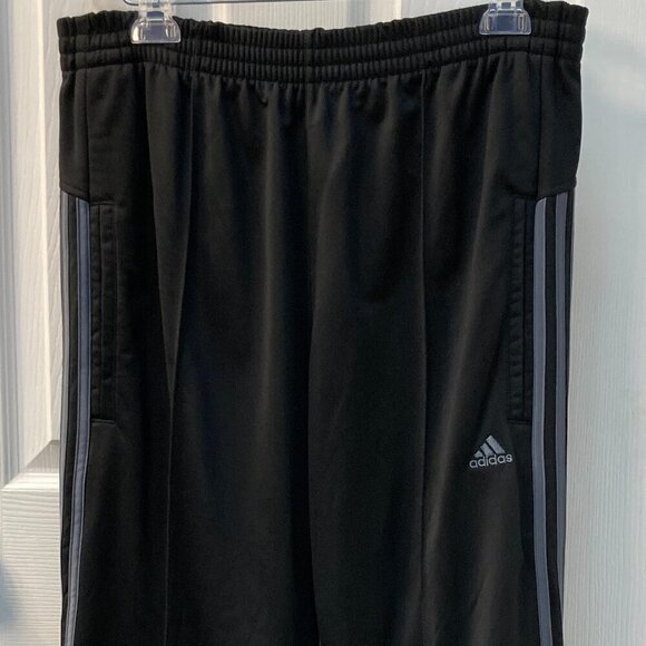 adidas Jet Black 3 Gray Stripe Athletic Track Pants Size Medium - Picture 2 of 6